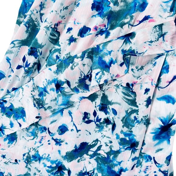 Japna Floral Ruffle Midi Dress HiLo Tiered Adjustable Straps Blue Green Pink XL - Picture 8 of 16
